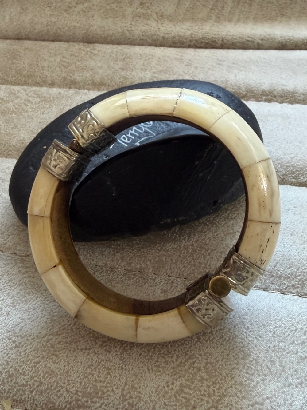 Vintage Handcrafted Boho Segmented Bone Hinged Bangle